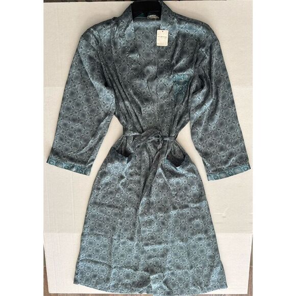 Free People Intimately Sz XS/S Oasis House Robe Blue Motif Kimono Stone - Picture 8 of 16
